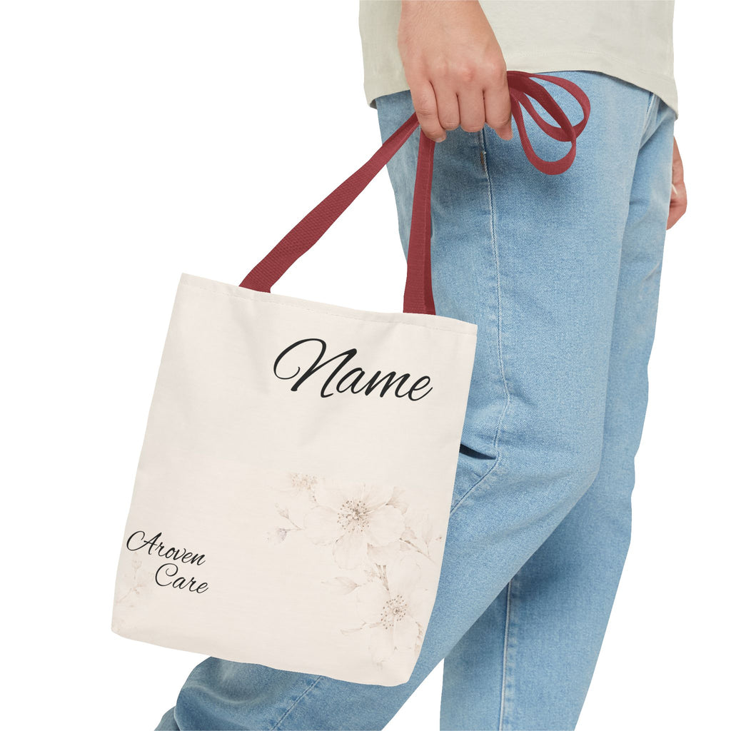 Personalized Floral Name Tote Bag – Custom Monogram Canvas Tote for Everyday Use