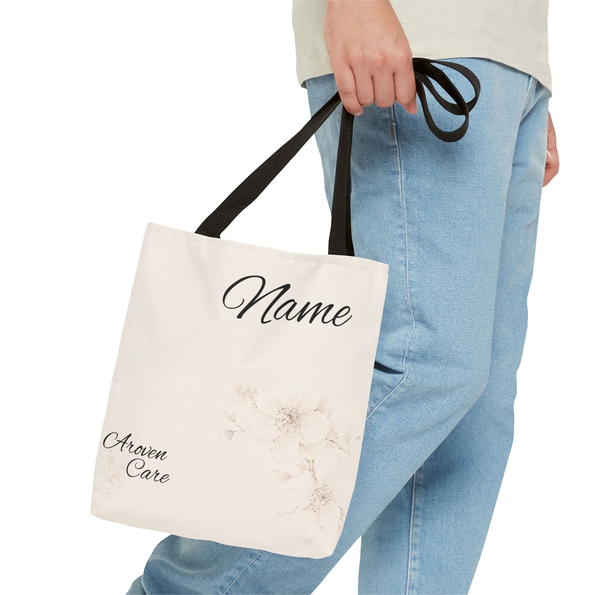 Personalized Floral Name Tote Bag – Custom Monogram Canvas Tote for Everyday Use