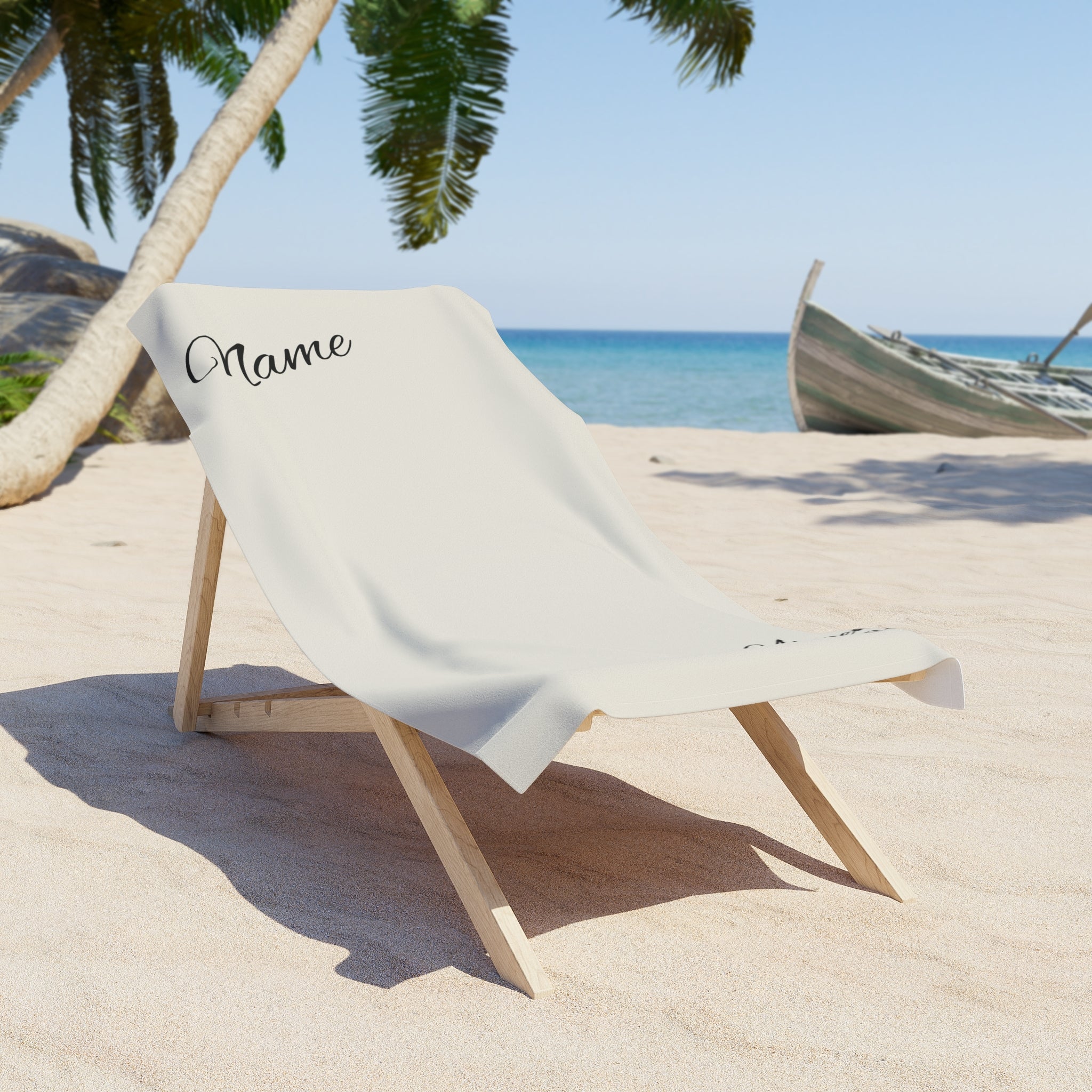 Personalized Script Beach Towel – Custom Name Monogram Coastal Towel