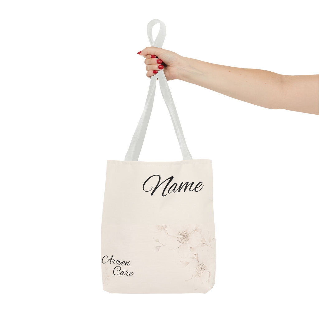 Personalized Floral Name Tote Bag – Custom Monogram Canvas Tote for Everyday Use