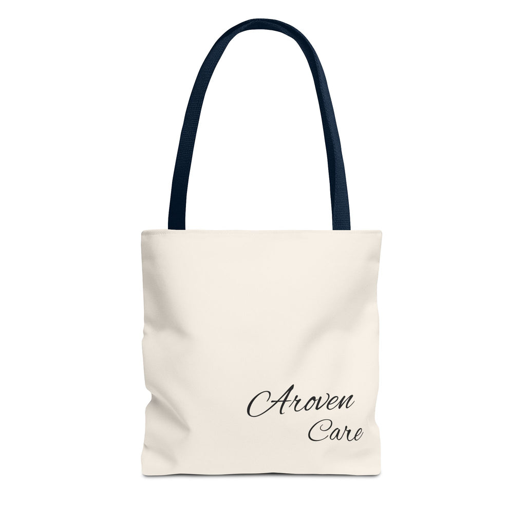 Aroven Care Script Tote Bag — Minimalist Casual Tote with Elegant Script Logo