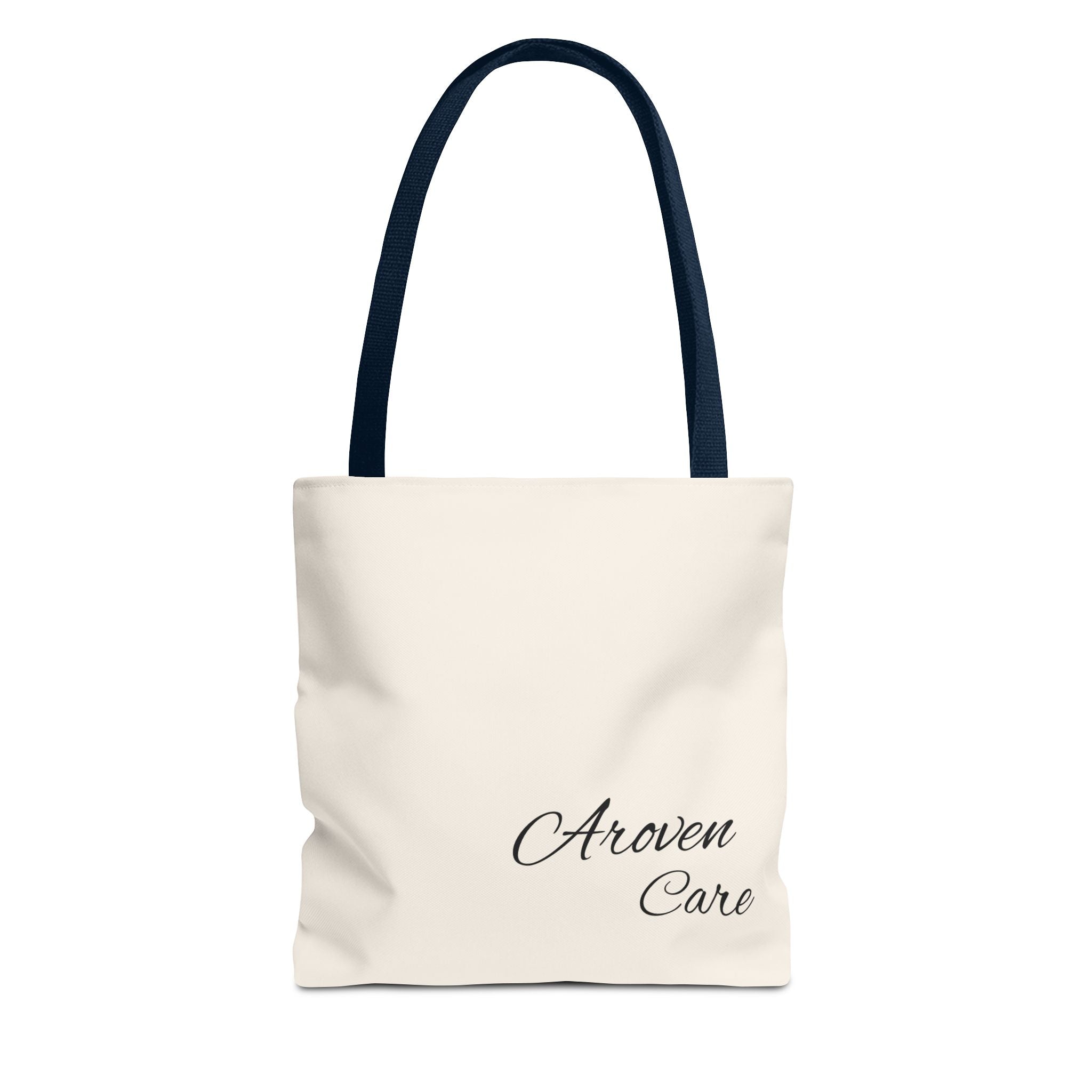 Aroven Care Script Tote Bag — Minimalist Casual Tote with Elegant Script Logo