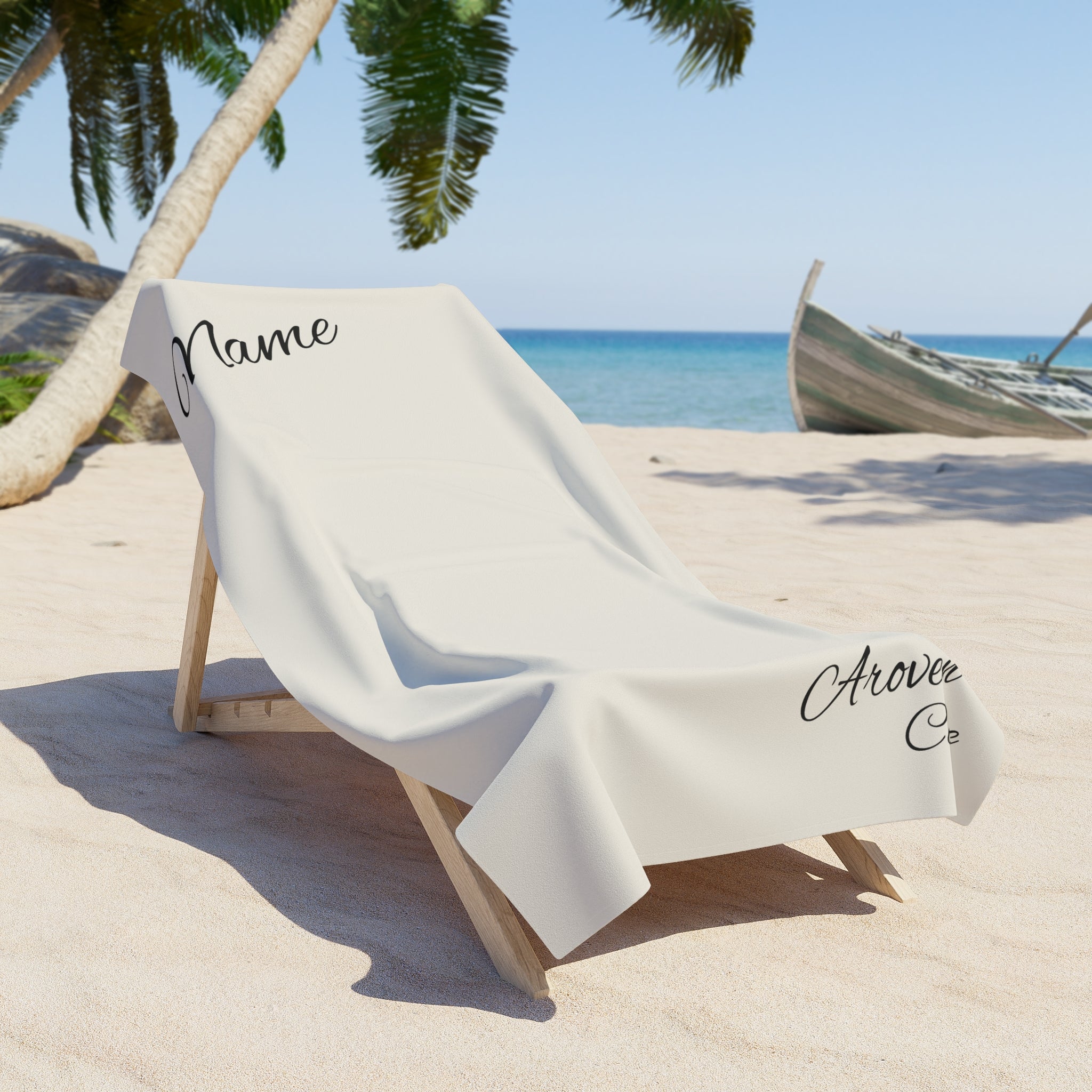 Personalized Script Beach Towel – Custom Name Monogram Coastal Towel