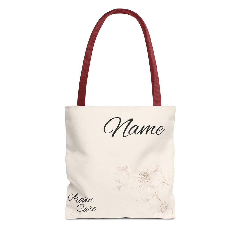 Personalized Floral Name Tote Bag – Custom Monogram Canvas Tote for Everyday Use