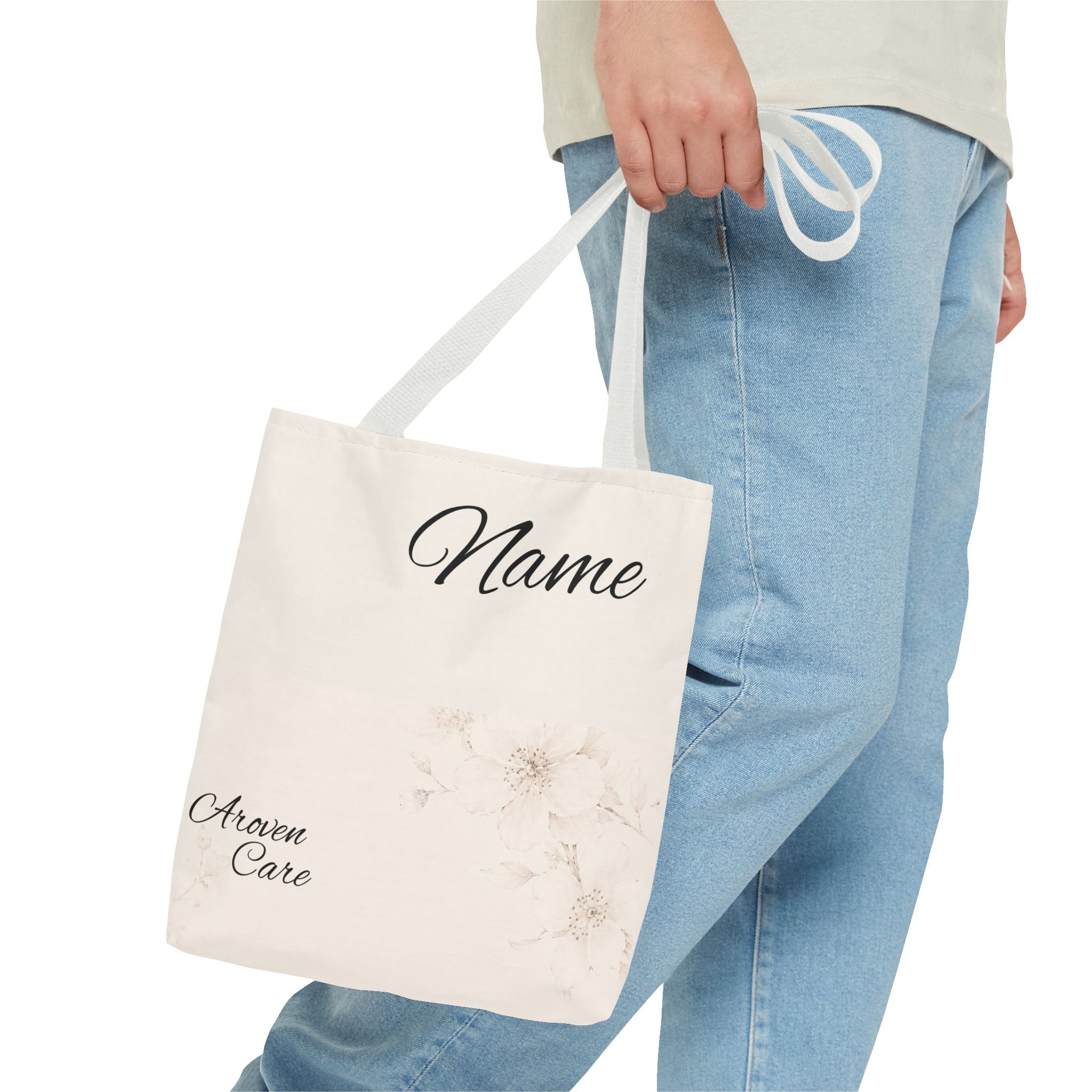 Personalized Floral Name Tote Bag – Custom Monogram Canvas Tote for Everyday Use