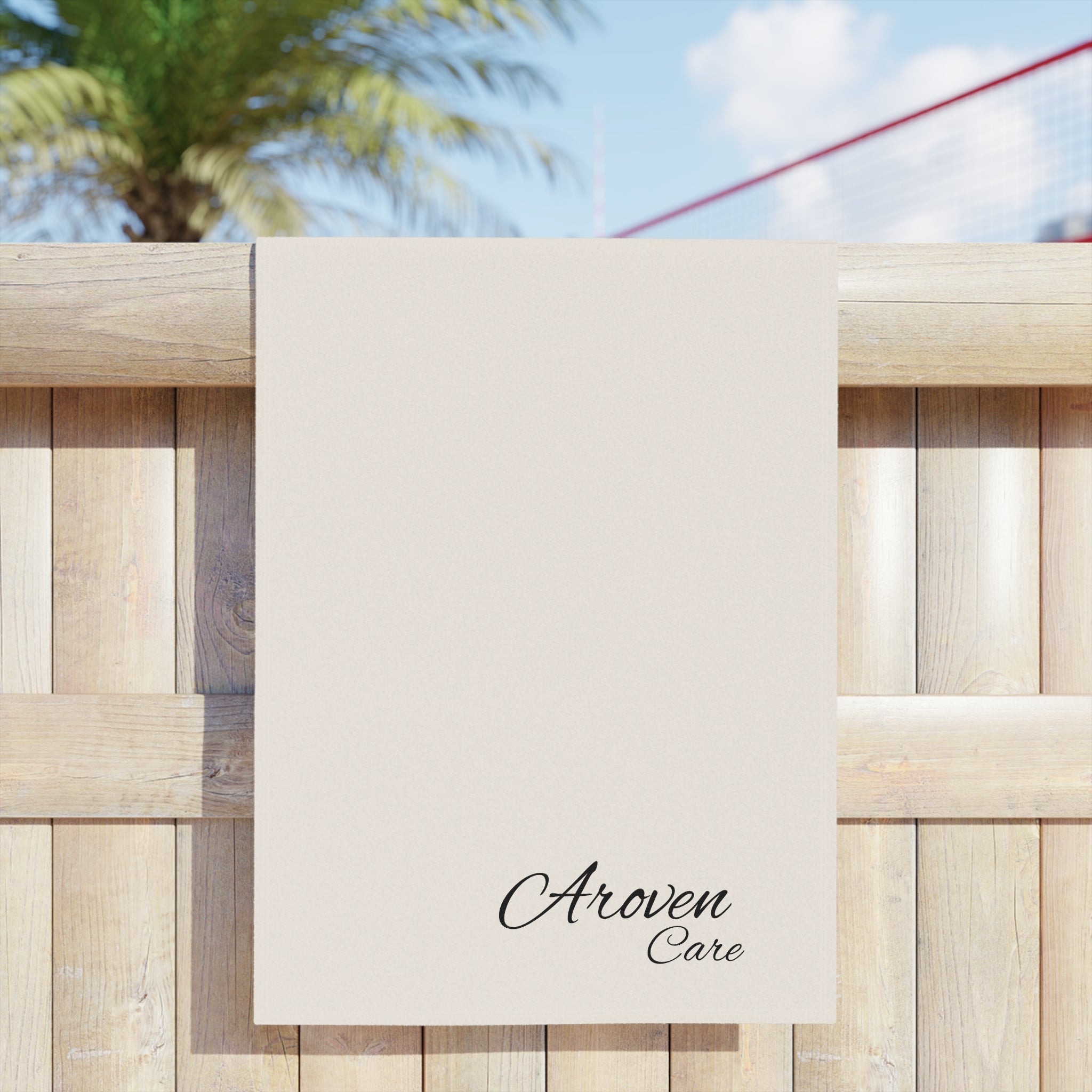 Aroven Care Beach Towel – Minimal Script Logo Cotton Beach Towel