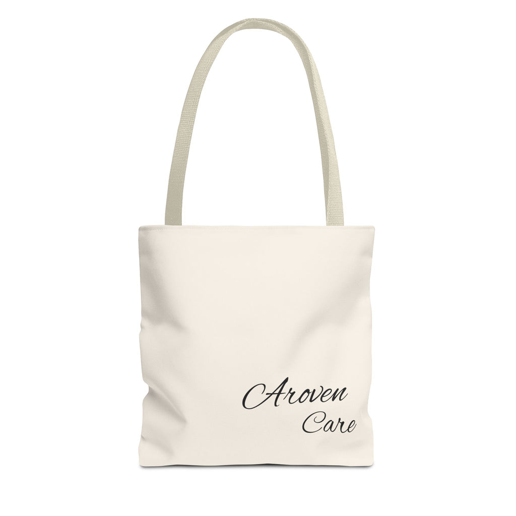 Aroven Care Script Tote Bag — Minimalist Casual Tote with Elegant Script Logo