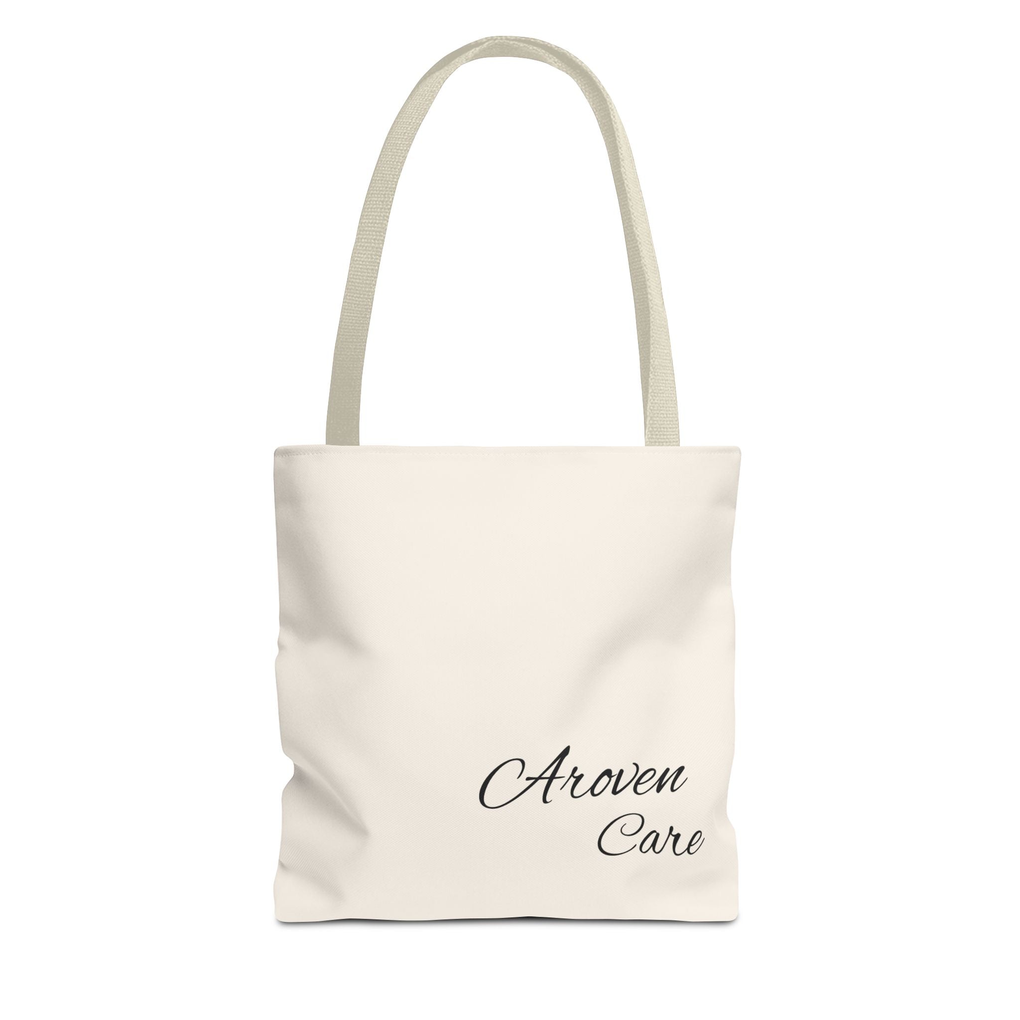 Aroven Care Script Tote Bag — Minimalist Casual Tote with Elegant Script Logo