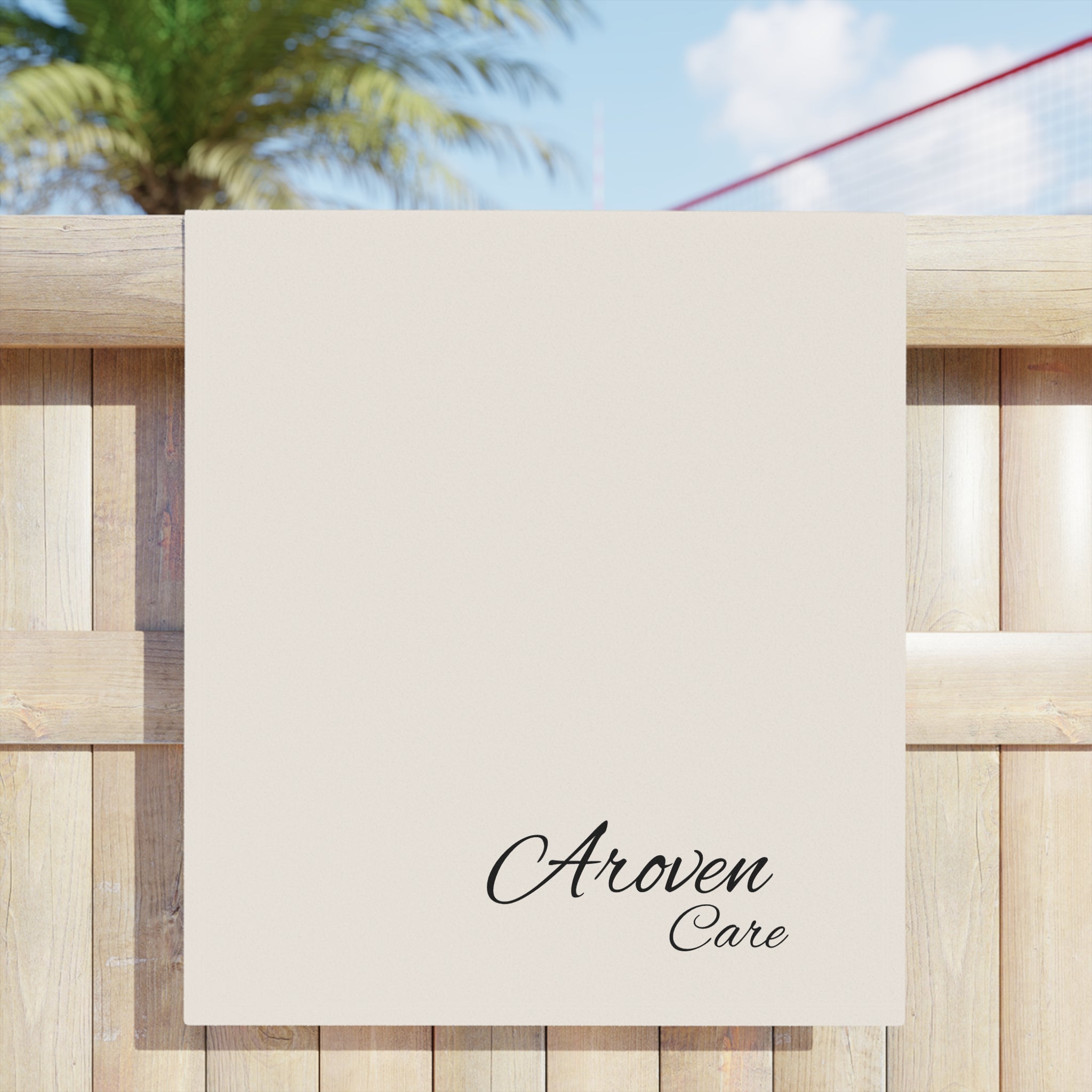 Aroven Care Beach Towel – Minimal Script Logo Cotton Beach Towel