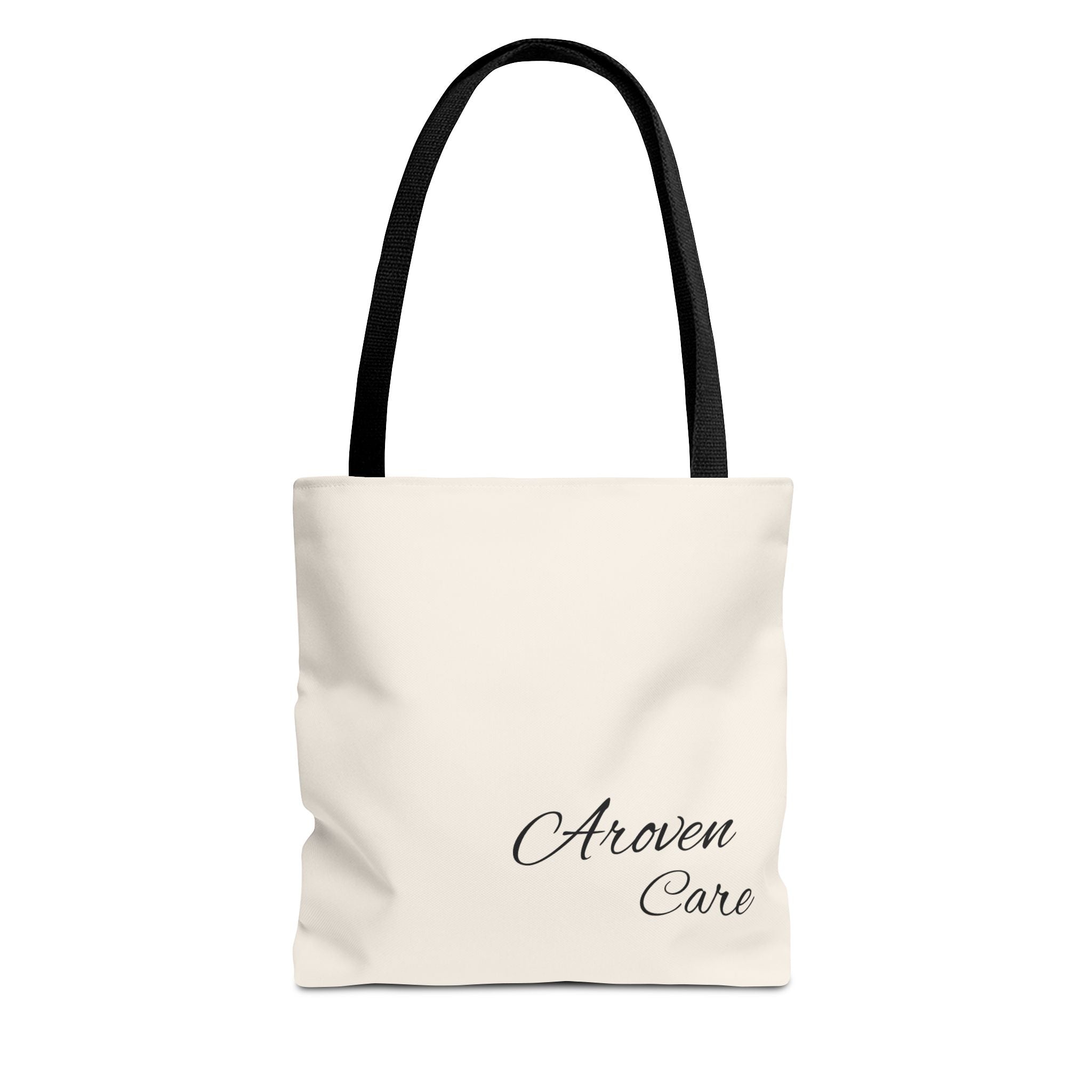 Aroven Care Script Tote Bag — Minimalist Casual Tote with Elegant Script Logo