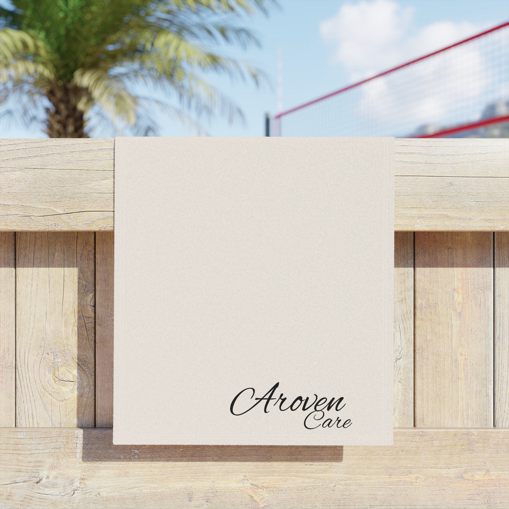 Aroven Care Beach Towel – Minimal Script Logo Cotton Beach Towel