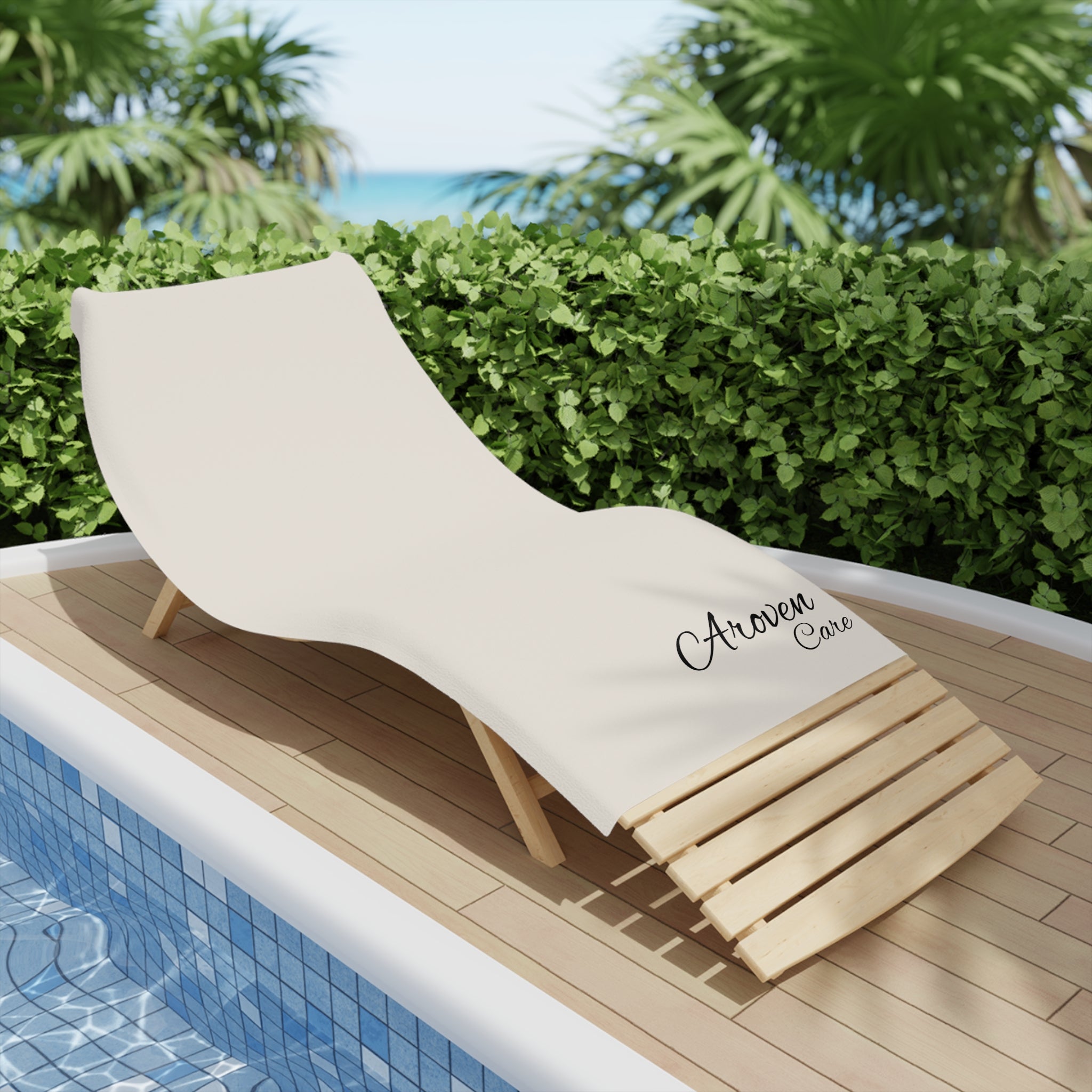 Aroven Care Beach Towel – Minimal Script Logo Cotton Beach Towel
