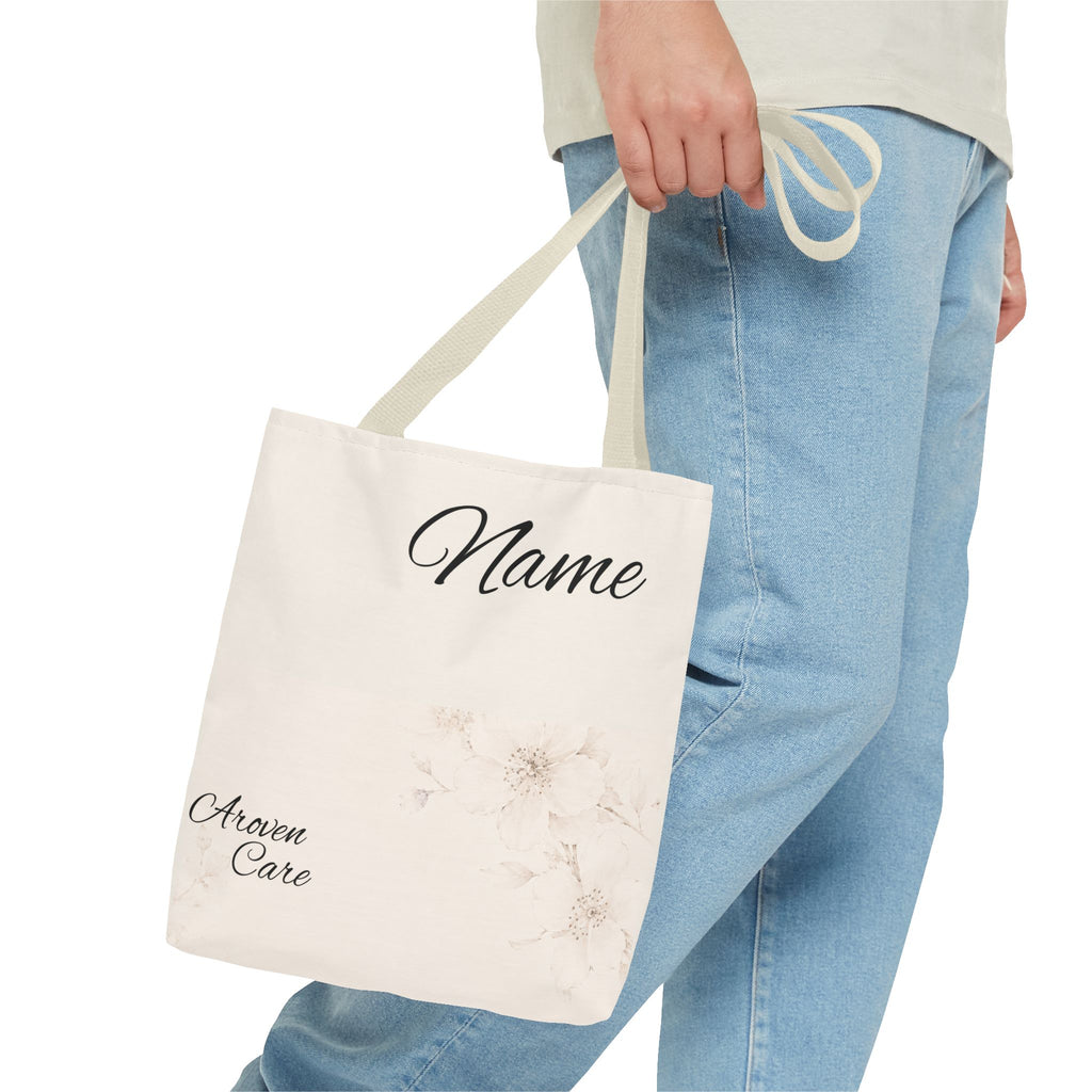 Personalized Floral Name Tote Bag – Custom Monogram Canvas Tote for Everyday Use