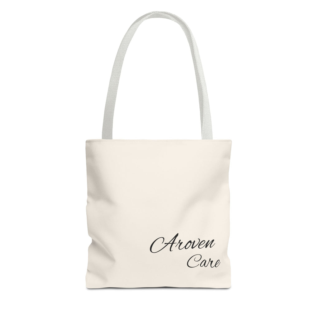 Aroven Care Script Tote Bag — Minimalist Casual Tote with Elegant Script Logo