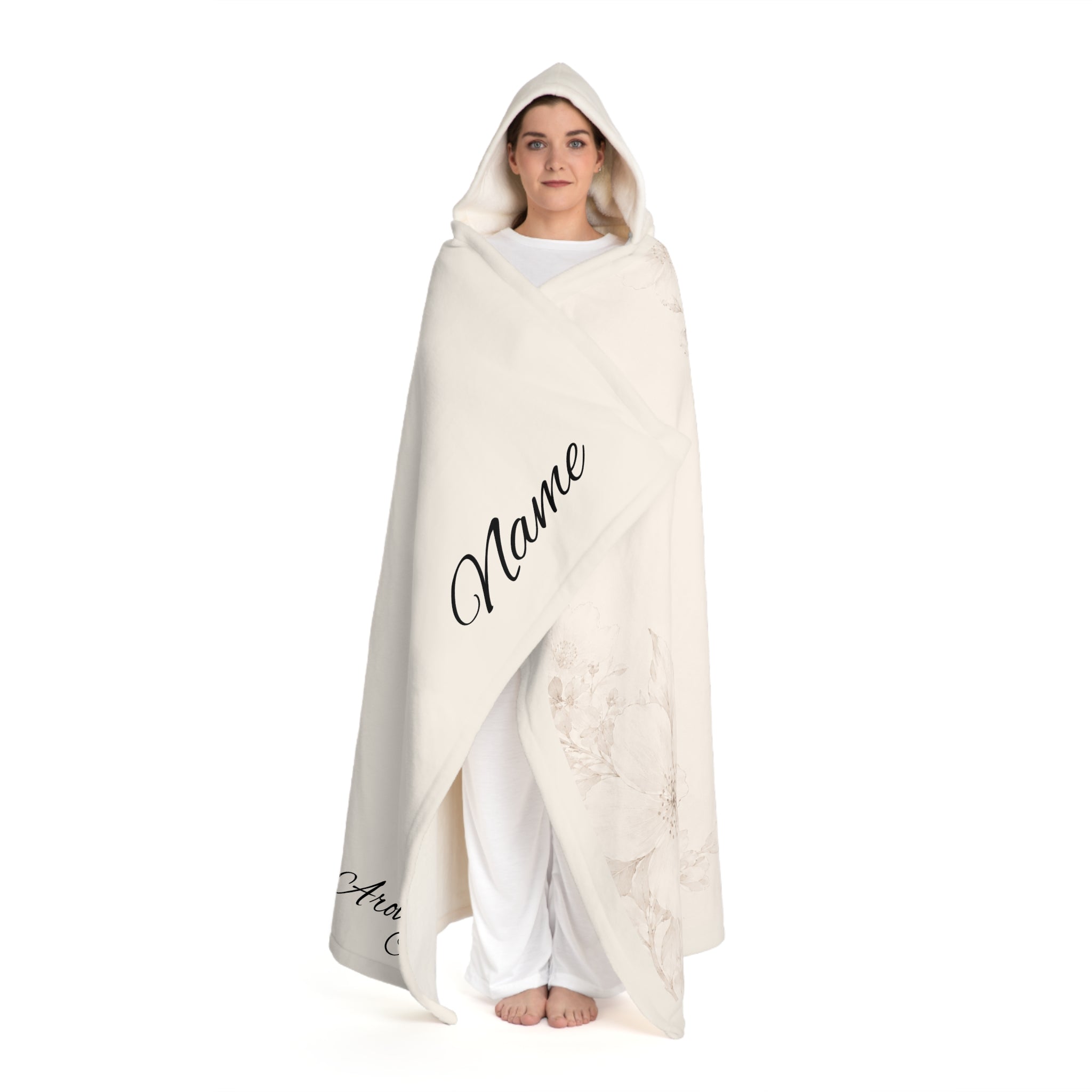 Personalized Hooded Sherpa Blanket – Cozy Fleece Hooded Throw with Custom Name