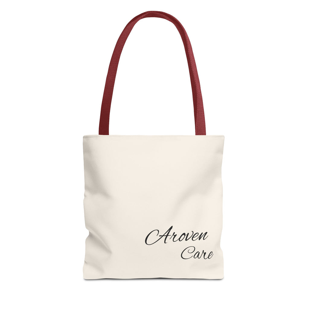 Aroven Care Script Tote Bag — Minimalist Casual Tote with Elegant Script Logo
